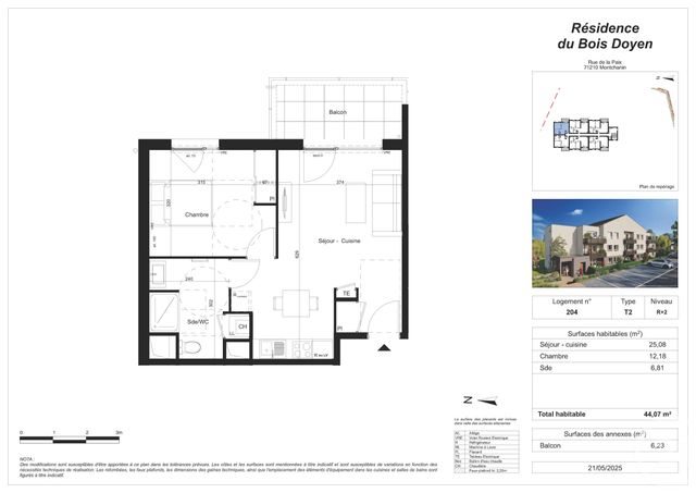 Appartement F2 à vendre - 2 pièces - 44.07 m2 - MONTCHANIN - 71 - BOURGOGNE - Century 21 Agence De La Verrerie