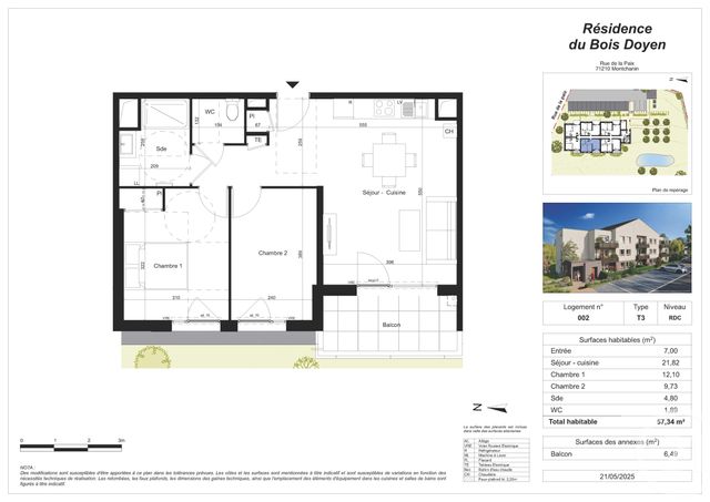 Appartement F3 à vendre - 3 pièces - 57.34 m2 - MONTCHANIN - 71 - BOURGOGNE - Century 21 Agence De La Verrerie