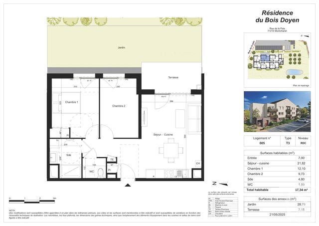 Appartement F3 à vendre - 3 pièces - 57.34 m2 - MONTCHANIN - 71 - BOURGOGNE - Century 21 Agence De La Verrerie
