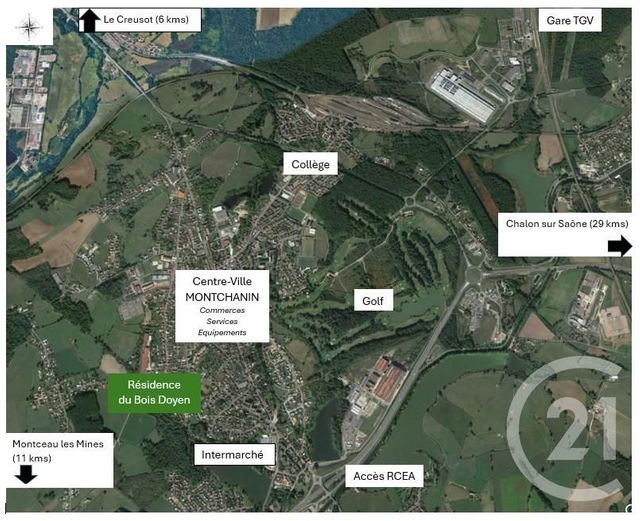 Appartement F3 à vendre - 3 pièces - 57.34 m2 - MONTCHANIN - 71 - BOURGOGNE - Century 21 Agence De La Verrerie