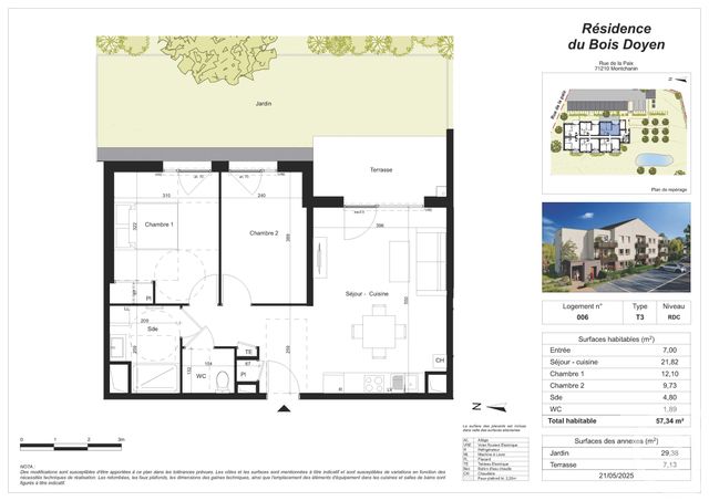 Appartement F3 à vendre - 3 pièces - 57.34 m2 - MONTCHANIN - 71 - BOURGOGNE - Century 21 Agence De La Verrerie